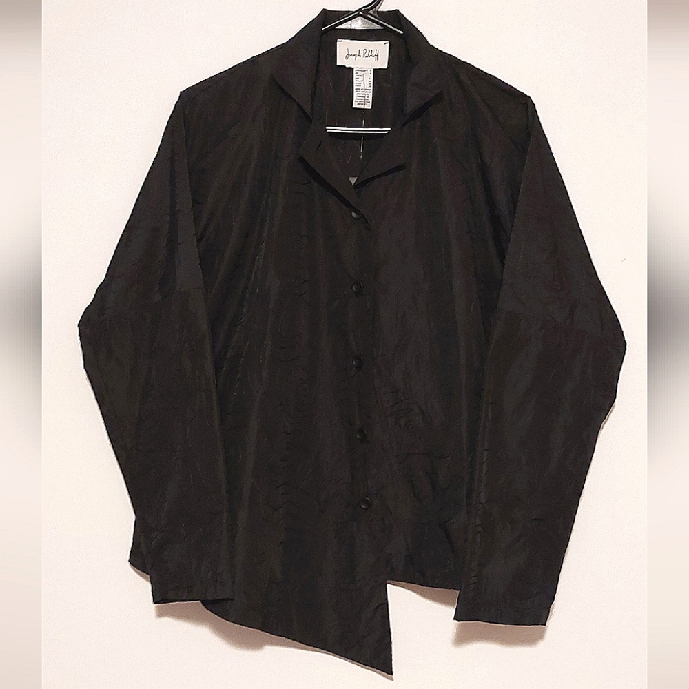 Joseph Ribkoff Women's Black Floral Asymmetric Hem Button-Up Jacket NWT Sz 4
